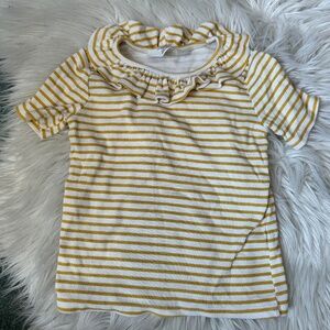 H&M ribbed striped ruffle neck tee size 5T/6 // 3411
